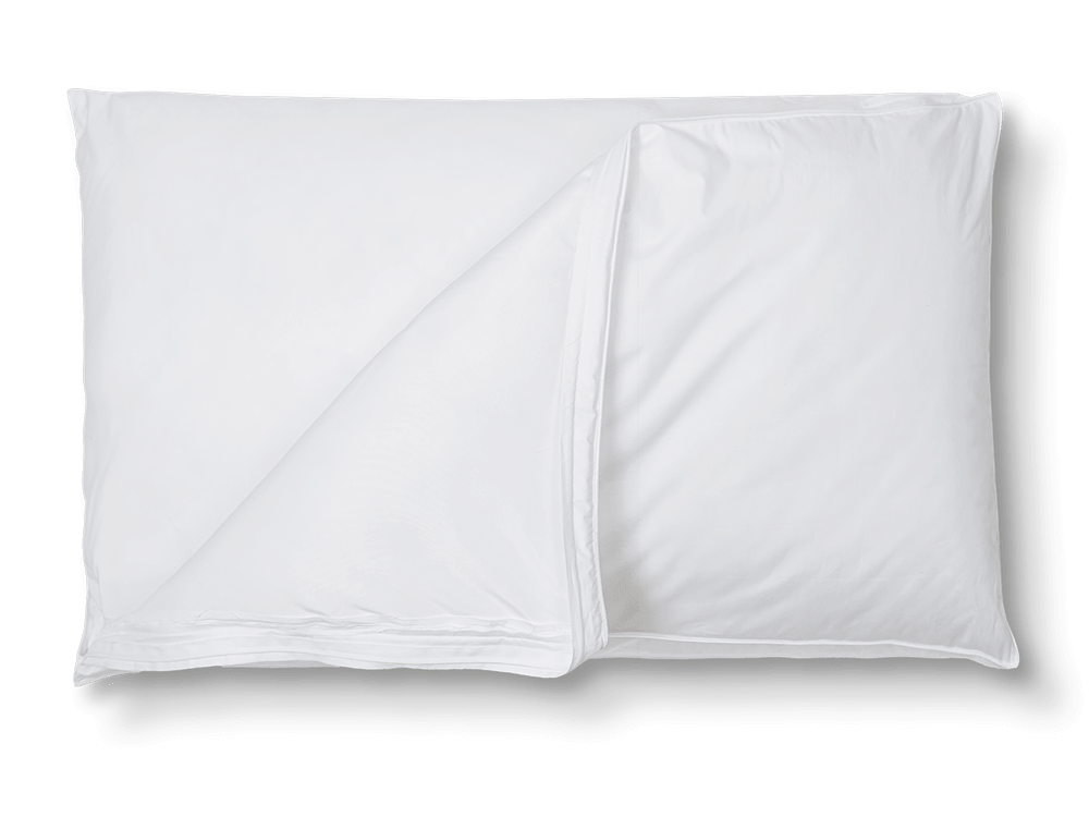 Image of the Douglas Microfibre pillow with the outer cover half unzipped