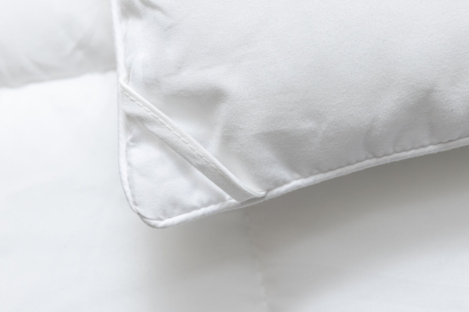 Closeup of corner loop on a down alternative duvet.