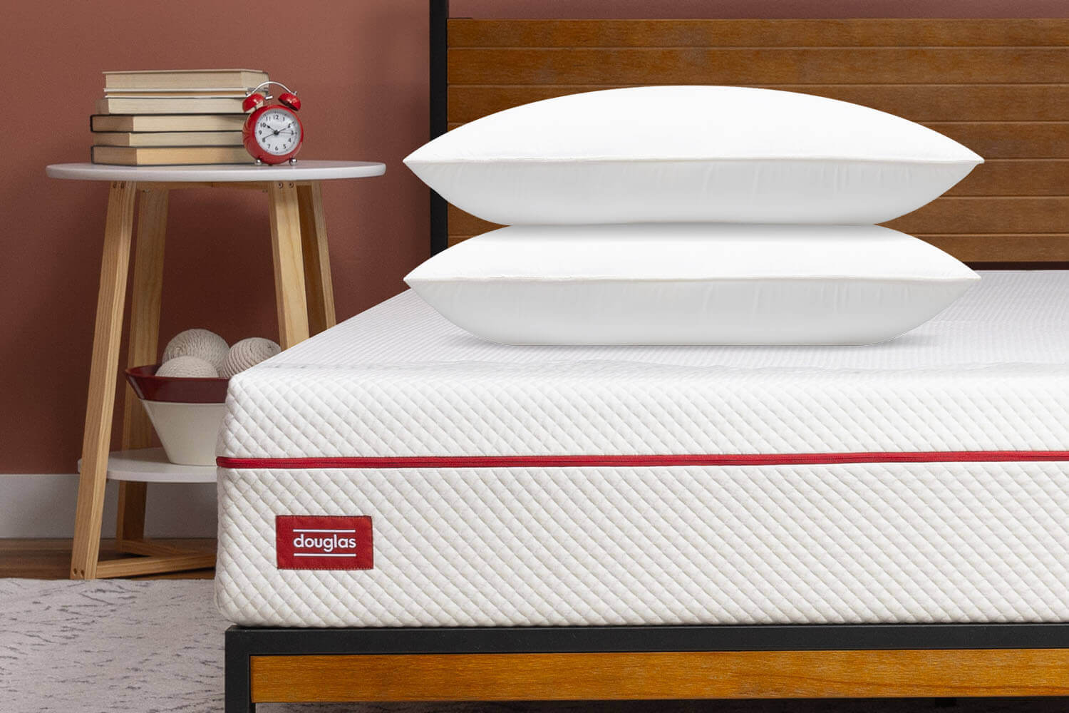 Two Memory Foam Pillows on a Douglas mattress