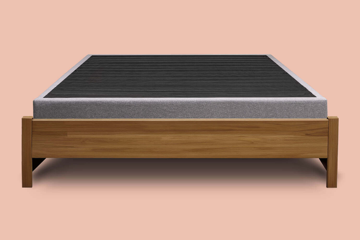 Platform Bed foundation in a decorative wood bed frame