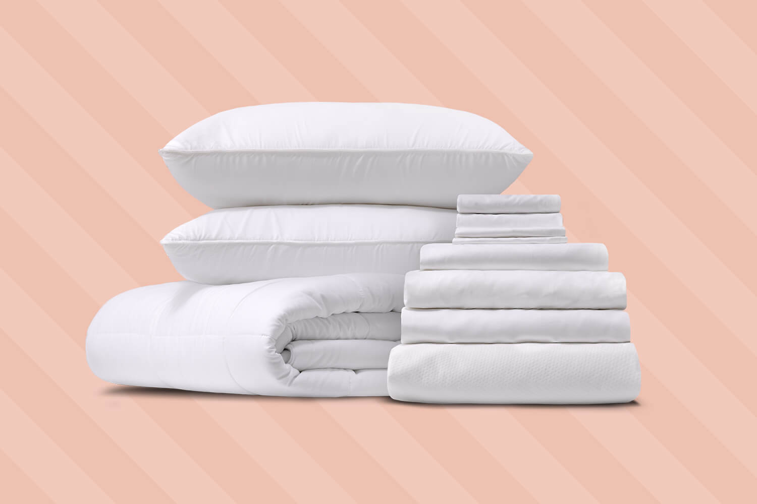 The Comfort Sleep Bundle + Duvet Set products on a Douglas mattress