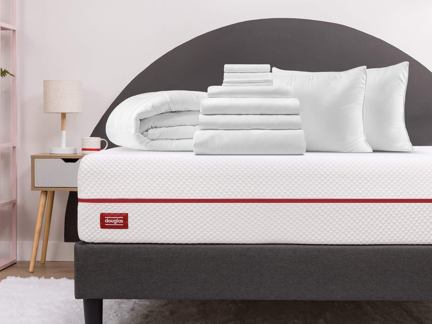 Douglas Comfort Sleep Bundle: Coton Sheets, Mattress Protector, Memory Foam Pillows, and Pillow Protectors