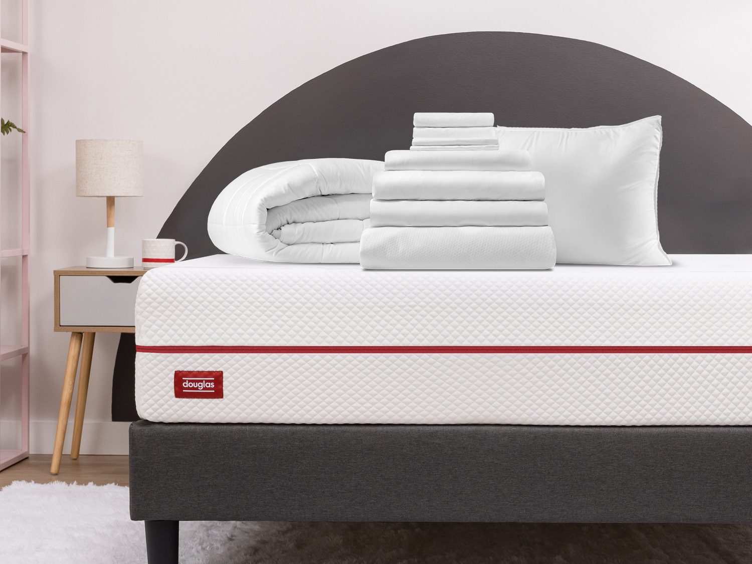 Comfort Sleep Bundle + Duvet on top of a Douglas mattress