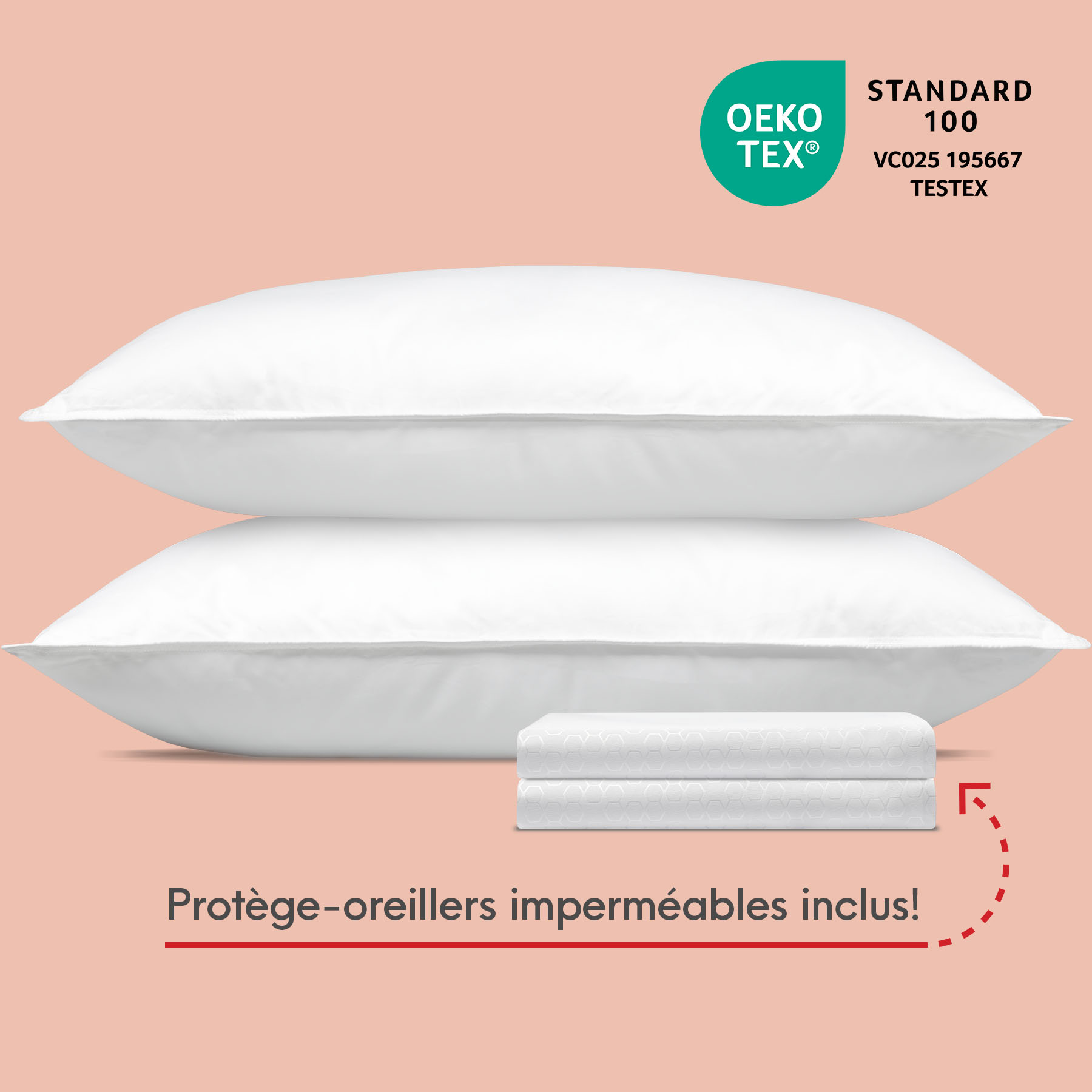 Down-Alternative-Pillows-with-Protector-Carousel-FR Oreillers en duvet synthétique Douglas avec les protège-oreillers imperéables inclus