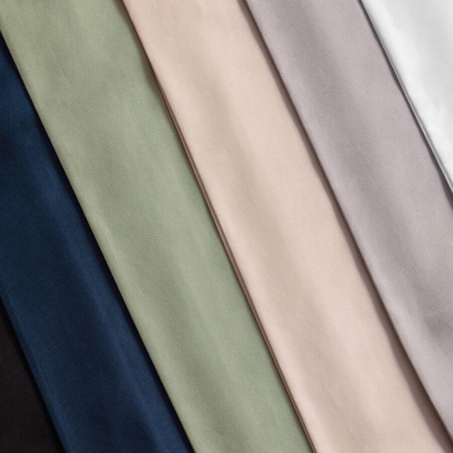 Closeup view showing all six colours of the Douglas Egyptian Cotton Sheets