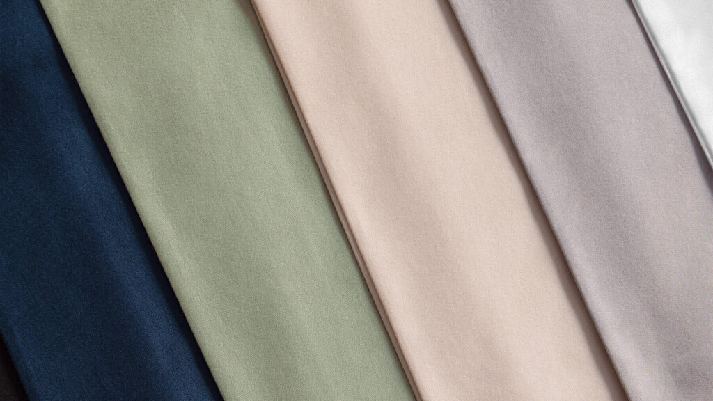 Closeup view showing all six colours of the Douglas Egyptian Cotton Sheets