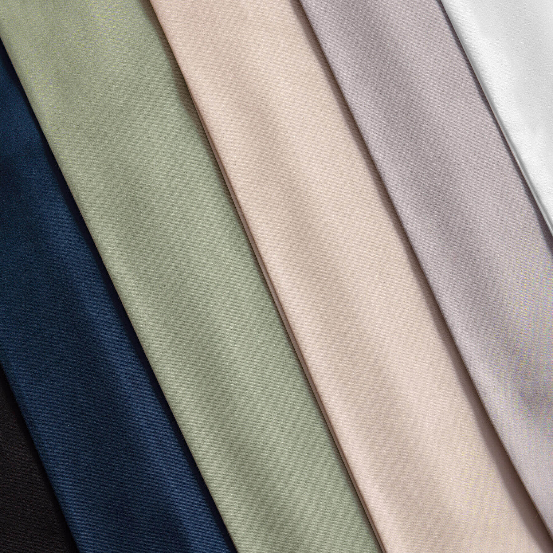 egyptian-cotton-sheets-carousel-4 Closeup view showing all six colours of the Douglas Egyptian Cotton Sheets